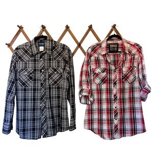 Men’s button up plaid shirt bundle
